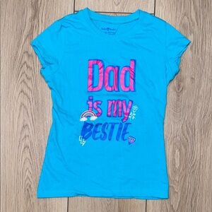 🛍️ 3 for $20 🛍️ - EUC - Vibrant Blue Tee with Pink 'Dad is my Bestie' Print